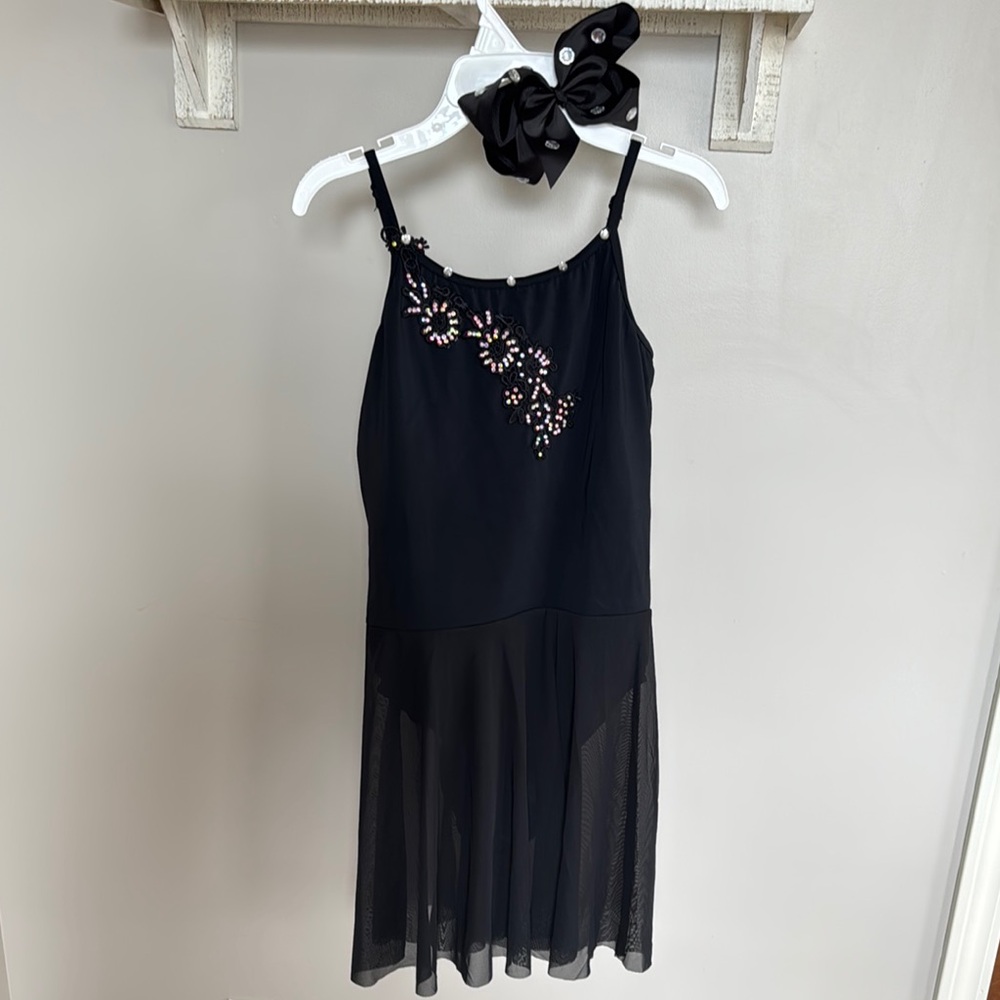 Weissman Black Dance Costume with Silver Embellishments